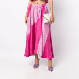 Acler Nelson Two Tone Pink Midi Skirt Linen Blend Women's Size 6